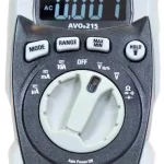 Handheld digital multimeter with a large display showing 0.007 V, and a rotary selector set to OFF, with three input jacks at the bottom used for measuring electrical signals as part of a CAT IV device.